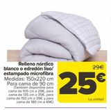 Oferta de Relleno nórdico blanco o edredón liso/ estampado microfibra por 25€ en Carrefour
