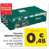 Oferta de Cerveza MAHOU Clásica por 12,6€ en Carrefour