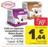 Oferta de Café en cápsulas compatibles con Dolce Gusto LAVAZZA por 4,79€ en Carrefour