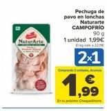 Oferta de Pechuga de pavo en lonchas Naturarte CAMPOFRÍO por 1,99€ en Carrefour