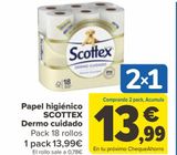 Oferta de Papel higiénico SCOTTEX Dermo cuidado por 13,99€ en Carrefour