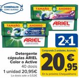 Oferta de Detergente cápsulas ARIEL Color o Active  por 20,95€ en Carrefour