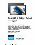 Oferta de SAMSUNG Galaxy Tab A8  PVPR 229€  10  Ma Fold MP  A  S  Rase  PESTETIC  0€/mes  EMP  sang tipiska (W)  por 229€ en Movistar