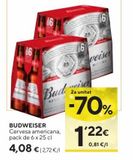 Oferta de Cerveza americana Budweiser por 4,08€ en Caprabo