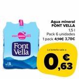 Oferta de Agua mineral FONT VELLA por 3,78€ en Carrefour Market