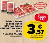 Oferta de Paleta o jamón de cebo ibérico 50% raza ibérica SÁNCHEZ ALCARAZ por 11,9€ en Carrefour Market
