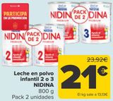 Oferta de Leche en polvo infantil 2 0 3 NIDINA  por 21€ en Carrefour
