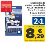 Oferta de Maquinilla de afeitar desechable GILLETTE Blue 3  por 8,29€ en Carrefour