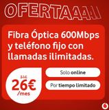 Oferta de Fibra óptica  por 26€ en Vodafone