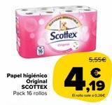 Oferta de Papel higiénico Original SCOTTEX por 4,19€ en Carrefour Market