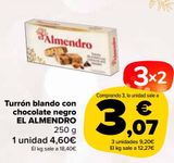 Oferta de Turrón blando con chocolate negro EL ALMENDRO por 4,6€ en Carrefour Market