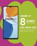 Oferta de HONOR X7  HONOR X7  8  CON LÍNEAS DÚO  C11.52 Seguretat grat 131000  €/MES  DURANTE 24 MESES  en Yoigo