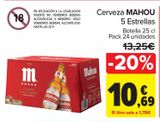 Oferta de Cerveza MAHOU 5 Estrellas por 10,69€ en Carrefour