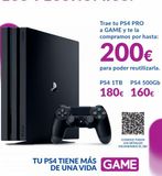 Oferta de PS4  por 200€ en Game