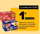 Oferta de Sticks con crema de chocolate o chocolate con chocolate blanco NOCILLA por 1€ en Supeco