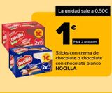 Oferta de Sticks con crema de chocolate o chocolate con chocolate blanco NOCILLA por 1€ en Supeco