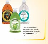 Oferta de Jabón de manos de manzana verde, higienizante o argán IL SAPONOTTO por 1€ en Supeco