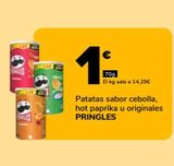 Oferta de Patatas sabor cebolla, hot paprika u originales PRINGLES por 1€ en Supeco