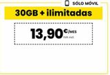 Oferta de SÓLO MÓVIL  30GB + ilimitadas  C/MES  IVA incl.  en MÁSmóvil