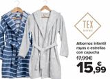 Oferta de Albornoz infantil rayas o estrellas con capucha  por 15,99€ en Carrefour