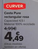 Oferta de Cesta Pure rectangular rosa por 4,49€ en Carrefour