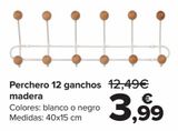 Oferta de Perchero 12 ganchos madera  por 3,99€ en Carrefour