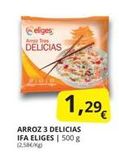 Oferta de @eliges  Arroz Tres  DELICIAS  ARROZ 3 DELICIAS IFA ELIGES | 500 g  (2.58€/kg)  1,29€  en Supermercados MAS
