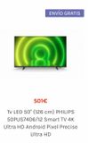 Oferta de ENVÍO GRATIS  501€  Tv LED 50" (126 cm) PHILIPS 50PUS7406/12 Smart TV 4K Ultra HD Android Pixel Precise Ultra HD  por 501€ en Cenor