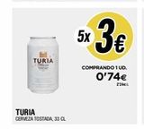 Oferta de TURIA  KA  TURIA CERVEZA TOSTADA, 33 CL  *3€  5x  COMPRANDO 1 UD.  0'74€  2244  en BM Supermercados