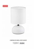 Oferta de Lámpara de mesa Blanco por 13€ en Lúzete