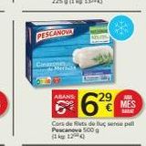 Oferta de PESCANOMA  Carazones  ABANS:  62%  Cors de filets de lluç sense pell Pescanova 500 g (1 kg 12)  62%  ARA  MES  en Supermercados Charter