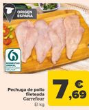 Oferta de Pechuga de pollo fileteada Carrefour por 7,69€ en Carrefour