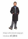 Oferta de Abrigo cuello redondo espiga gris 79,90 €-47,99 €  por 79,9€ en Nícoli