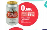Oferta de ANNO  STELLA ARTOIS  136.  Belgium  ImpartedLager Beer  T  0,60€  *Media de TE AHORRAS UN mercado:  55%  STELLA ARTOIS  Cerveza Belga 33cl.  el litro le sale a 1,82€   en PrimaPrix