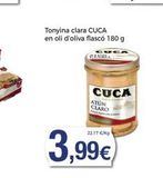 Oferta de Tonyina clara CUCA en oli d'oliva flascó 180 g  SINGE  CUCA  ATUN CLARO  €/kg  3,99€  en Supermercats Jespac
