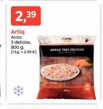 Oferta de 2,39  Artiq Arroz 3 delicias,  800 g. (1 kg = 2,99 €)  ARROZ TRES DELICIAS  en Pròxim Supermercados