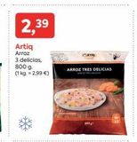 Oferta de 2,39  Artiq  Arroz  3 delicias,  800 g.  (1 kg. = 2,99 €)  ame  ARROZ TRES DELICIAS  300g  en Pròxim Supermercados