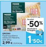Oferta de EROSKI Espárragos blancos extra D.O. Navarra 6/9 125 g por 2,99€ en Caprabo