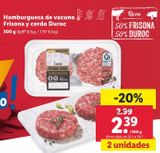 Oferta de Hamburguesas de vacuno Frisona y cerdo Duroc por 2,39€ en Lidl