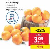 Oferta de Naranja 4 kg por 3,09€ en Lidl