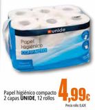 Oferta de Papel higiénico compacto 2 capas Unide por 4,99€ en Unide Supermercados