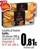 Oferta de Lasaña al huevo Gallo , 20 placas por 1,62€ en Unide Market