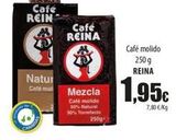 Oferta de Cafe  REIN  Natur  Café mol  Café  REINA  Mezcla  Café molido 50% Natural 50% Torrefacto  250g  Café molido 250 g REINA  1,95€  7,80 €/kg  en SPAR Lanzarote