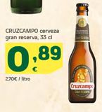 Oferta de Cerveza Cruzcampo por 0,89€ en HiperDino