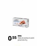 Oferta de 0.55  uma  INMA Filetes de anchoa en aceite girasollata 23 g  en Coviran