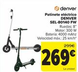 Oferta de Patinete eléctrico DENVER SEL-80140 FW por 269€ en Carrefour