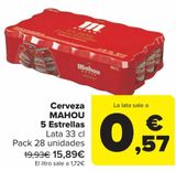 Oferta de Cerveza MAHOU 5 Estrellas  por 15,89€ en Carrefour
