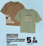 Oferta de Camiseta estampada manga corta infantil TEX  por 5,99€ en Carrefour