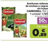 Oferta de Aceitunas rellenas de anchoa o negras sin hueso CARBONELL por 1,78€ en Carrefour