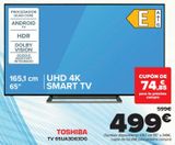 Oferta de TOSHIBA TV 65UA3D63DG  por 499€ en Carrefour